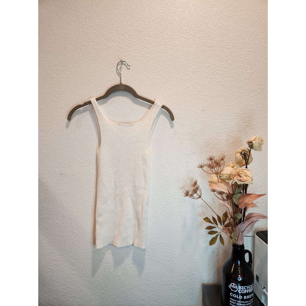 Brandy Melville Ivory Ribbed Knit Tank Top | One Size | Minimalist Essential